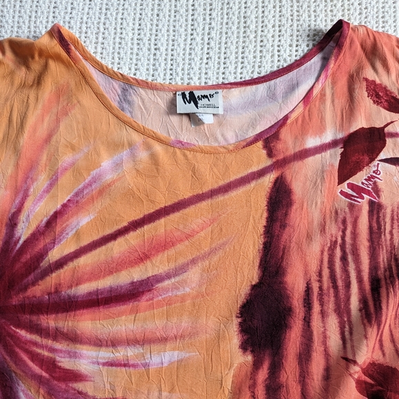 VTG Mamo HOWELL Rayon Floral Orange Blouse Top Women's Plus Size 2X Made Hawaii - Picture 3 of 8